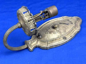 C.1925 Brass Sconce Light Fixture w/ Working Switch ~ Coat of Arms, Medieval - Picture 1 of 15
