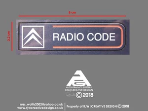 Juego de pegatinas ventana delantera código radio radio citroen (2 pegatinas) - Imagen 1 de 1