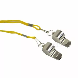 METAL REFEREE'S SPORTS WHISTLE KEYRING SCHOOL PE FOOTBALL RUGBY GAME UPDATED 2X - Picture 1 of 7