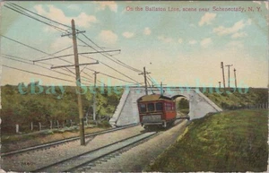 Schenectady NY - TROLLEY ON BALLSTON SPA LÍNEA DE FERROCARRIL ELÉCTRICO - Postal - Imagen 1 de 2