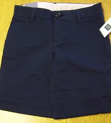NWT GAP KIDS Navy Blue BERMUDA CHINO Adjustable Waist SHORTS Girl Size 6 Reg - Image 1 of 3