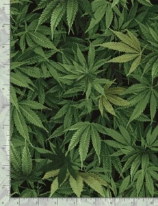 Fat Quarter Hemp Plant Leaves Design Cotton Quilting Sewing Patchwork Fabric  - Picture 1 of 1