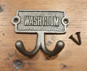 Fantastic Cast Iron Washroom Toilet Double Robe Wall Hook - Great Range In Store - Picture 1 of 3