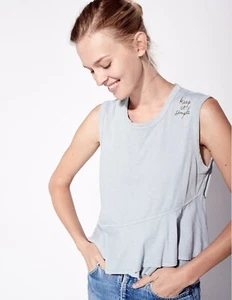 Camiseta sin cortar de algodón con volantes Peplum S KEEP IT SIMPLE S SIN USAR sin mangas SUNDRY EE. UU. NUEVA CON ETIQUETAS    - Imagen 1 de 4