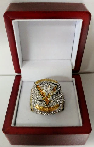Sidney Crosby - 2017 Pittsburgh Penguins Stanley Cup Ring W Wooden Display Box Cover