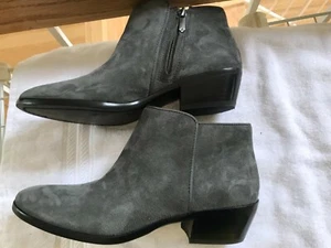 Sam Edelman Suede Ankle Boots Size 7.5 Gray Side Zip - Picture 1 of 11