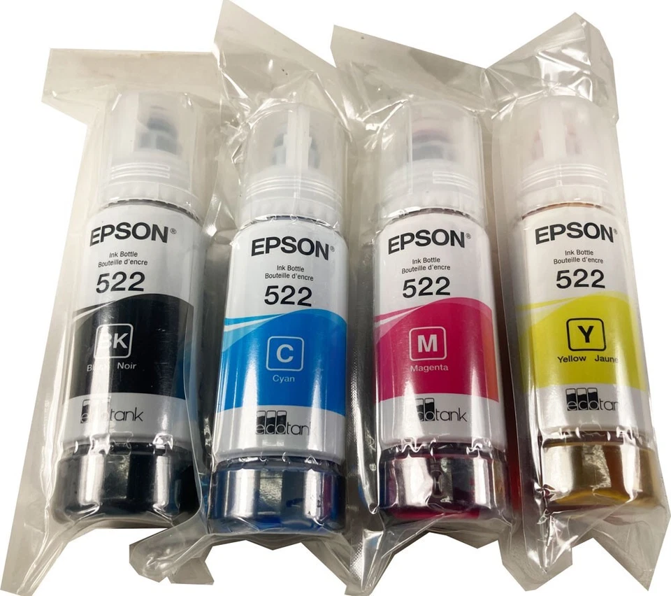 Genuine Epson 522 Ink Bottles 4 Pack for ET-2720 ET-2800 ET-2803 ET-4700 ET-4800 - Image 1 of 1