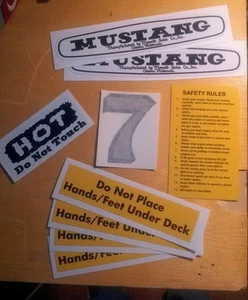 Juego completo de calcomanías Mustang Mowett Sales Co para ciclista de 7 hp 9 piezas precauciones - Imagen 1 de 1