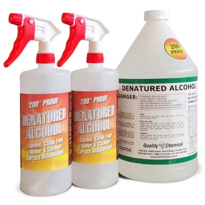 QUALITY CHEMICAL Denatured Ethyl Alcohol 200 Proof / Laboratory Grade / 1 Gallon (4 Quarts) Combo