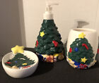 Rare Christmas Tree Liquid Soap Dispenser, Soap Dish, Toothbrush Holder Set