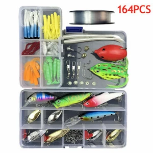 164 Piece Fishing Lure Set Kit! Soft & Hard Baits Tackle Set Freshwater Box Line - Picture 1 of 6