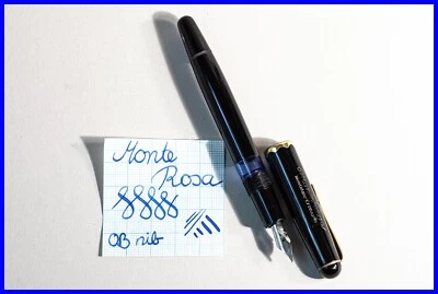 1954 MONTBLANC producto Monte Rosa pluma estilográfica pistón relleno OB flex acero nuevo en caja Foto 1 de 4