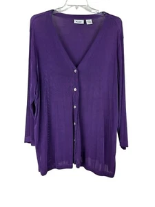 UNITS Button Up Purple Liquid Knit Top Jacket 3x Goth Grunge Witchy - Picture 1 of 7