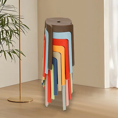 Plastic Stool Counter Kitchen Stools 18'' Set of 4 Backless Stackable Bar Stools - Image 1 of 4