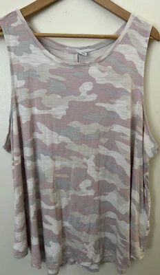 Old Navy Luxe XXL Petite Pink Camo Tank Top Relaxed Slub Viscose - Image 1 of 4