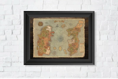World of Warcraft Vanilla, Azeroth World Map Alt, High Quality, A3,A2 & A1 Print