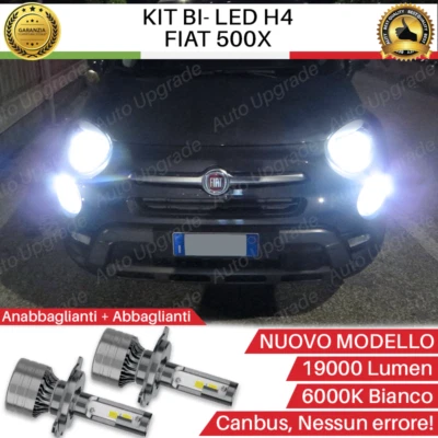 KIT LED H4 PER FIAT 500X RESTYLING 6000K BIANCO CANBUS 19000 LUMEN REALI BI- LED - Immagine 1 di 4