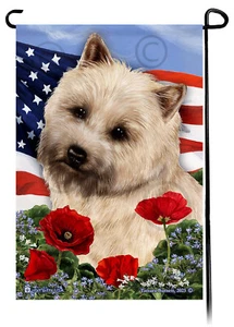 Patriotic Flowers Garden Flag - Wheaten Cairn Terrier - Picture 1 of 1