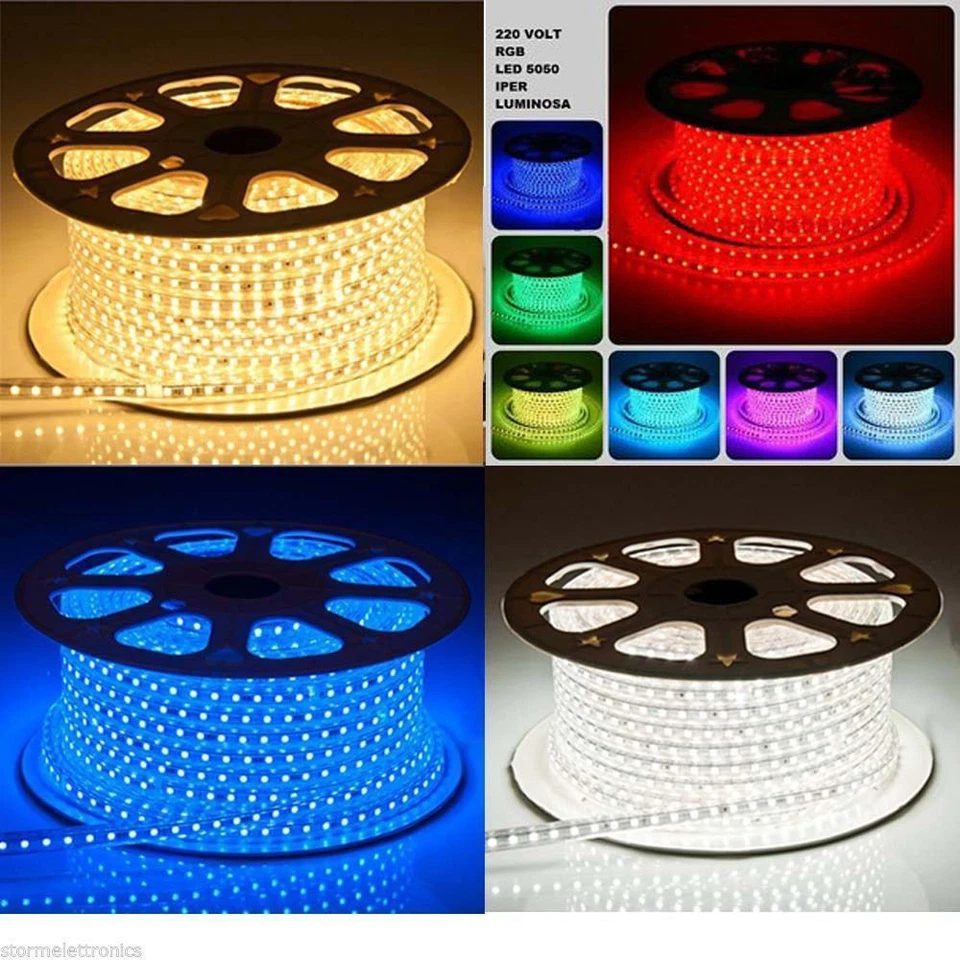 BOBINA LED SMD 5050 3014 SPINA 220V BIANCA TUBO ESTERNO DA 1 A 100 METRI - Immagine 1 di 1