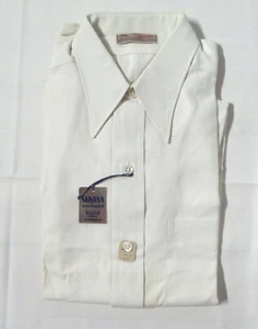 1930S VINTAGE SHIRT NOS DECO TAG RAYON AIRMAN S POINTY COLLAR New Old Stk P27 - Bild 1 von 19