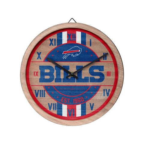 Buffalo Bills Barrel Wall Clock Wooden - Man Cave Office Decor NEW Cover