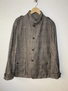 Giacca John Varvatos Collezione Italia Taglia 56 Marrone Plaid Lana Cotone Militare - Foto 1 di 8