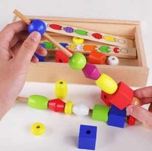 Intelligence wooden Toys Puzzle Early Education Handmade Children's DIY Beads - Picture 1 of 3