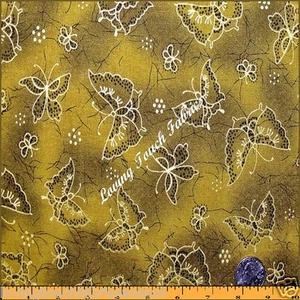 SPRINGS CAMAVALE GUILDED BUTTERFLY FABRIC 1/2 YARD (18" X 43") - Picture 1 of 1