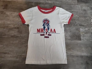 Vintage Champion 1986 MHSAA Track & Field Finals Ringer Tee Shirt USA Made Sz S - Picture 1 of 14