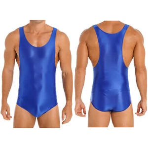 Body uomo lucido olio spandex scintillante zentail intimo manica lunga tuta - Foto 1 di 89