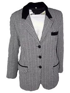 Giacca Da Donna Pied De Poule Taglia 44 In Lana 3 Bottoni Vintage Da Boutique - Picture 1 of 13