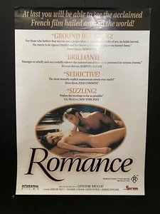 Romance Australian movie poster French feminist arthouse Catherine Breillat - Picture 1 of 4