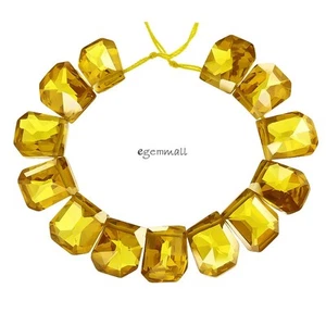 13 Cubic Zirconia Hand Cut Freeform Nugget Beads 12x15mm Citrine Yellow #96120 - Picture 1 of 1