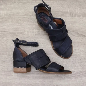A.S.98 Moraine Women's Blue Leather Block Heel Sandals EU 39, US 8.5-9, UK 6 - Picture 1 of 13