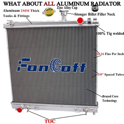 4-Row Aluminum Radiator For 2004-2015 2013 Nissan Armada Titan Infiniti 5.6L AT, - Image 1 of 4