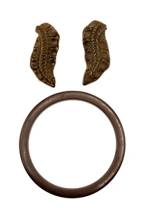 1930s Bakelite Jewelry Set – Brown Bangle & Dress Clips – Vintage Art Deco - Picture 1 of 11