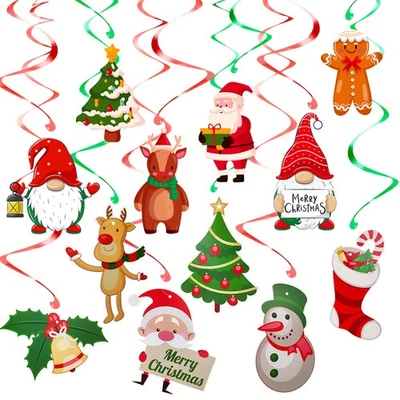 18/36PCS Christmas Ceiling Decorations, Christmas Hanging Decorations Foil Swirl