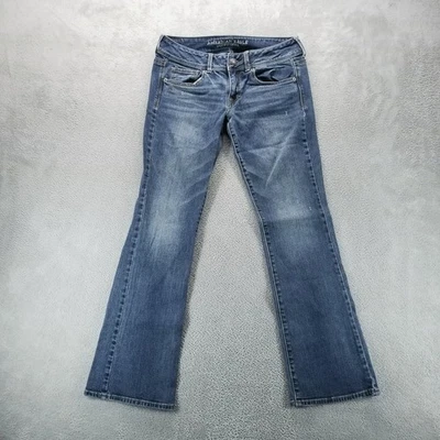 American Eagle Jeans Womens 8 Blue Kick Boot Low Rise Dark Wash Stretch - Image 1 of 4