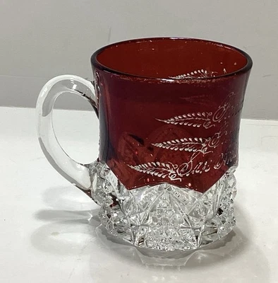 Ruby Red Glass Souvenir Mug 1905 - Image 1 of 4