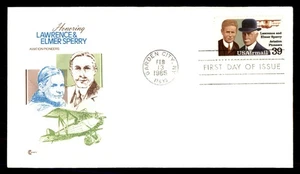 Mayfairstamps US FDC 1985 New York Lawrence and Elmer Sperry aviation pioneers F - Picture 1 of 2