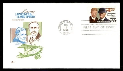 Mayfairstamps US FDC 1985 New York Lawrence and Elmer Sperry aviation pioneers F - Image 1 of 2
