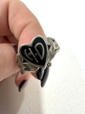 Harley-Davidson Women's Ring Heart And Flames Black backround with HD - Image 1 of 4