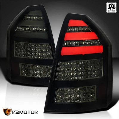 Glossy Black Smoke Fits 2005-2007 Chrysler 300C LED Tail Brake Lights Left+Right — 第 1/4 张图片
