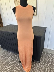 Mono B Tank Dress Orange Small Body Con Long - Picture 1 of 7