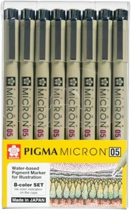 Sakura Pigma Micron Plumas 05 Línea Dibujo 8 Colores Set, Archivo Negro, Marrón  - Imagen 1 de 7