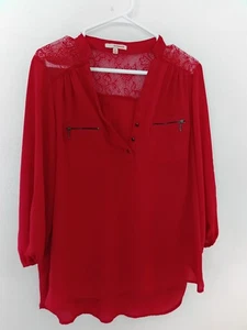 Hollywood Sz XL Sheer Red Blouse - Picture 1 of 5