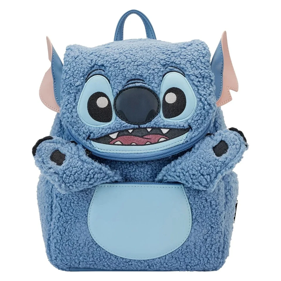 LOUNGEFLY Stitch Plush Sherpa Cosplay Mini Backpack SEALED