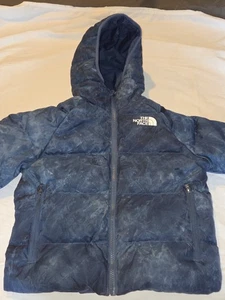 The North Face 600 Boys Printed Reversible North Down Hooded Jacket Blue Size SM - Picture 1 of 3