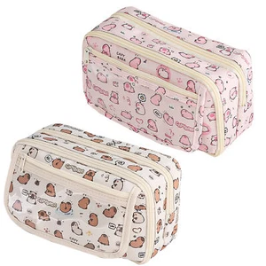 Large Pencil Case Zipper Pen Bag School Student Organizer Pouch Bag Capybara - Picture 1 of 14