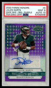2020 Panini Honors Jalen Hurts RC Auto 2002 Purple Prizm /9 PSA 9 Auto 10 Eagles - Bild 1 von 2
